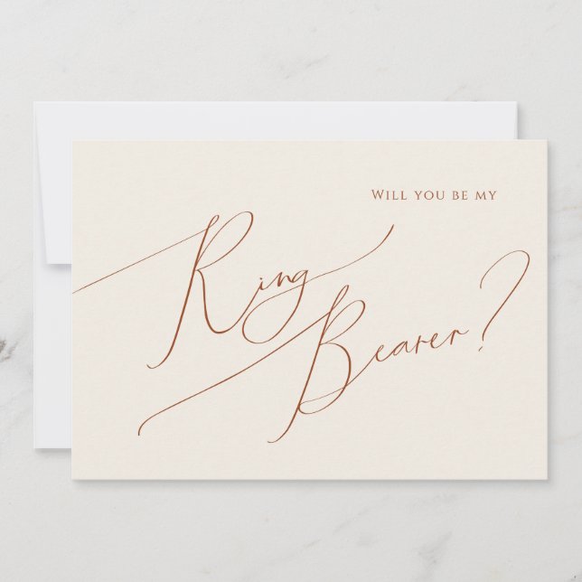 Whimsical Desert | Beige Ring Bearer Card (Front)