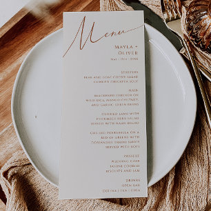 Whimsical Desert Beige Wedding Dinner Menu