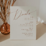 Whimsical Desert | Beige Wedding Drinks Menu Pedestal Sign<br><div class="desc">This whimsical desert | beige wedding drinks menu pedestal sign is perfect for your simple rustic western beige and terracotta earth tones wedding. The neutral earthy boho colour palette is vintage southwestern with a modern retro feel. The script is a delicate minimalist handwritten calligraphy that is quite elegant and romantic....</div>