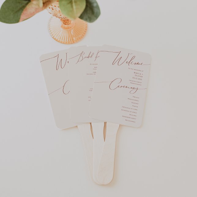 Whimsical Desert | Beige Wedding Program Hand Fan (Creator Uploaded)