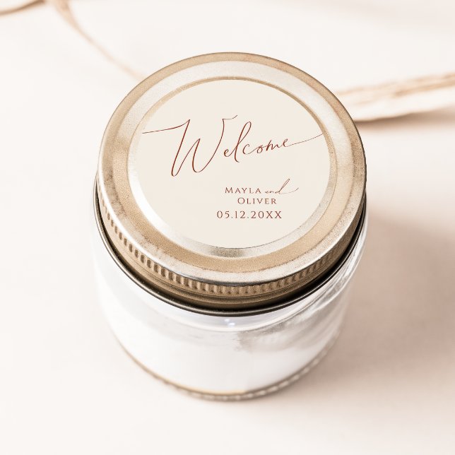 Whimsical Desert | Beige Wedding Welcome Classic Round Sticker (Creator Uploaded)