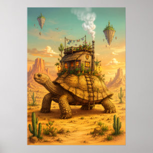 Whimsical Desert Fantasy World Giant Turtle House Poster