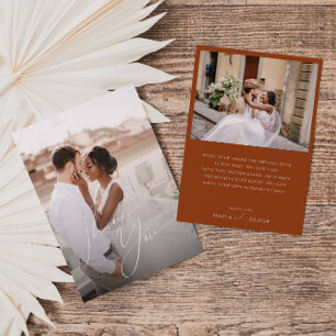 Whimsical Desert   Rust Flat Photo Thank You Card