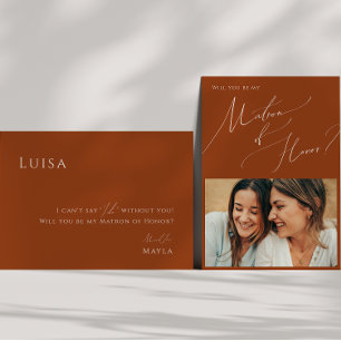 Whimsical Desert   Rust Photo Matron of Honour Car Invitation