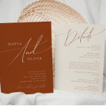 Whimsical Desert | Terracotta All In One Wedding Invitation<br><div class="desc">This whimsical desert | terracotta all in one wedding invitation is perfect for your simple rustic western beige and terracotta earth tones wedding. The neutral earthy boho colour palette is vintage southwestern with a modern retro feel. The script is a delicate minimalist handwritten calligraphy that is quite elegant and romantic....</div>