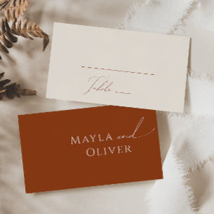 Whimsical Desert   Terracotta Flat Wedding Place Card