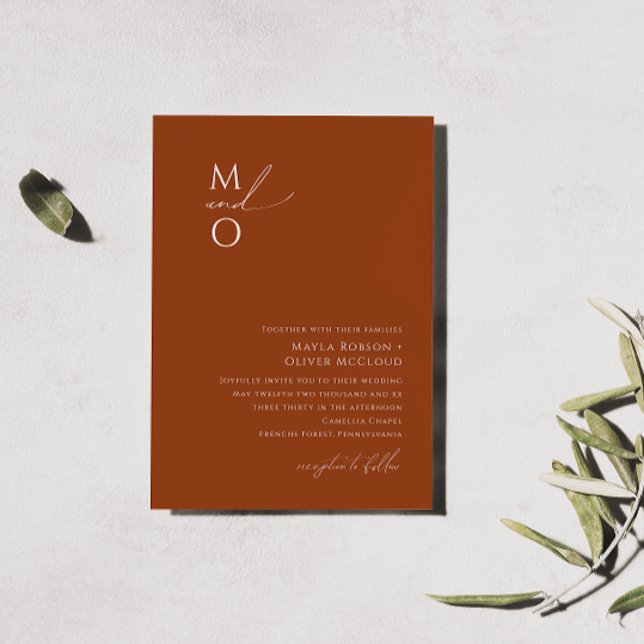 Whimsical Desert | Terracotta Monogram Wedding Invitation (Creator Uploaded)