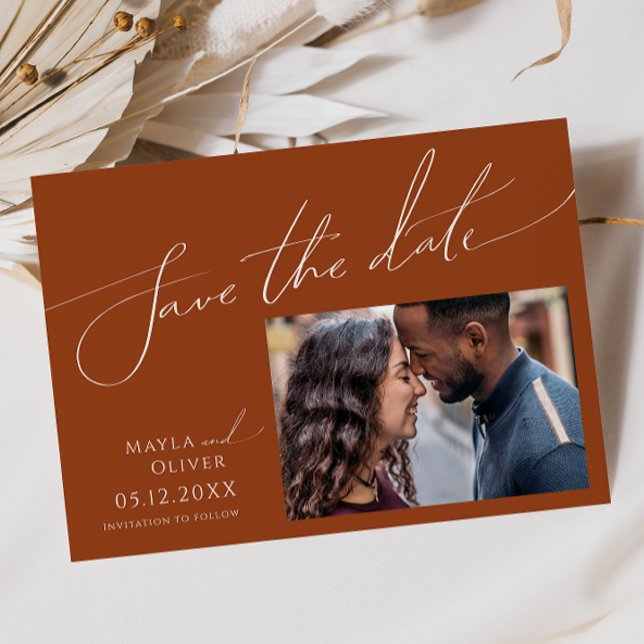 Whimsical Desert | Terracotta Photo Horizontal Save The Date (Creator Uploaded)