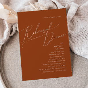 Whimsical Desert Terracotta Rehearsal Dinner Invitation