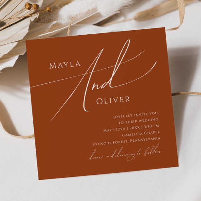 Whimsical Desert | Terracotta Square Wedding Invitation (Creator Uploaded)