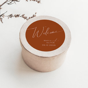 Whimsical Desert Terracotta Wedding Welcome Classic Round Sticker