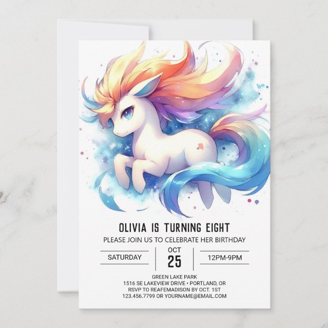 Whimsical Digital Horse Birthday Invitation (Front)