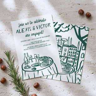 Whimsical Dinner Balcony Custom Engagement Party Invitation