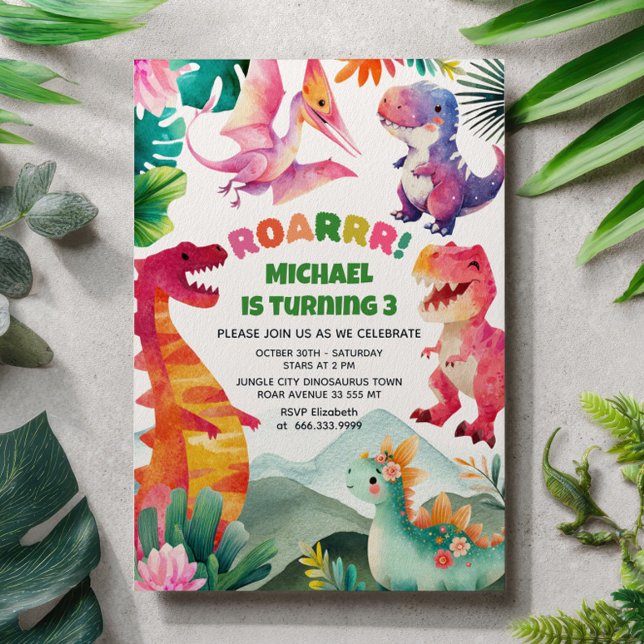 Whimsical Dinosaur Dig Fossil Dino Kids Birthday  Invitation (Creator Uploaded)