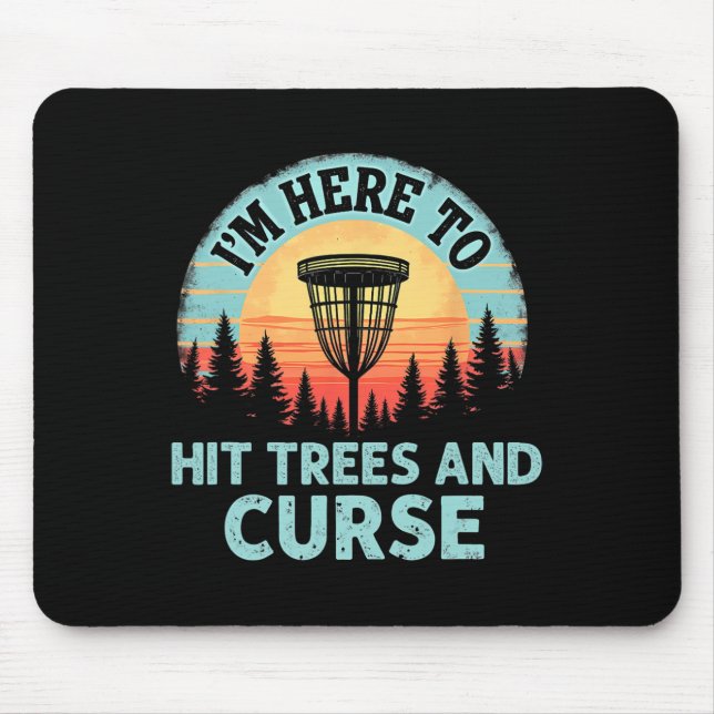 Whimsical Disc Golf - Tree Hitting Retro Curse  Mouse Pad (Front)