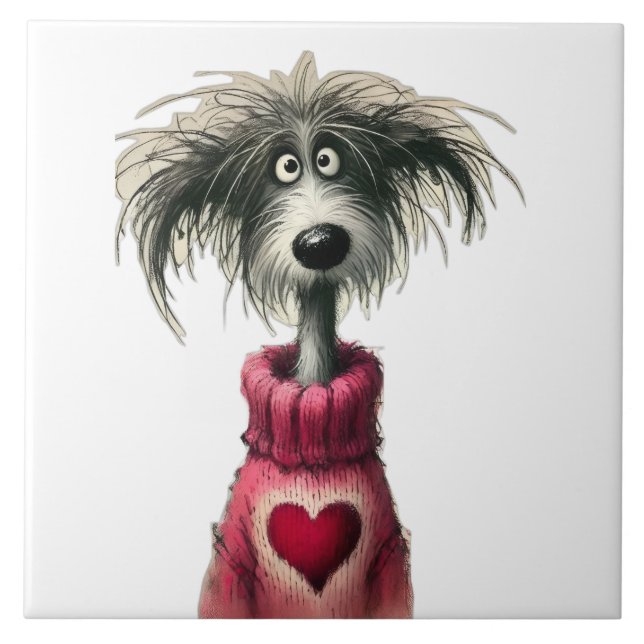 Whimsical dog ceramic tile (Front)