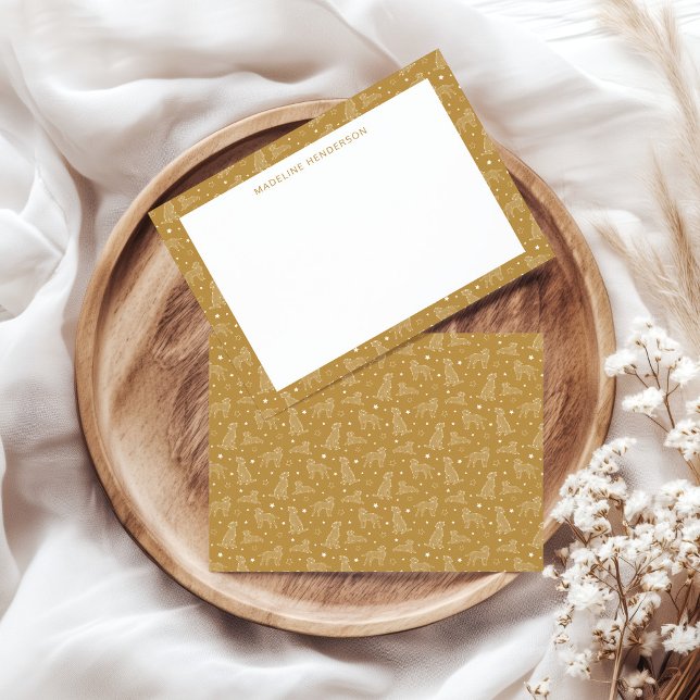 Whimsical Dog Constellations Yellow Monogram Card (Creator Uploaded)