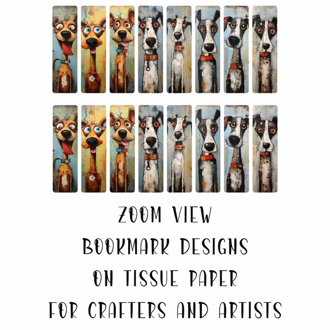 Whimsical Dog Images DIY Decoupage Bookmark Craft Tissue Paper (Creator Uploaded)