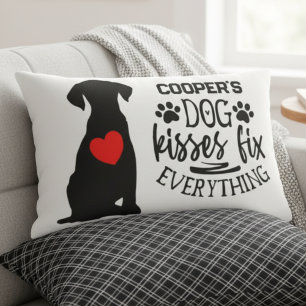 Whimsical Dog Kisses Fix Everything Heart Lumbar Cushion