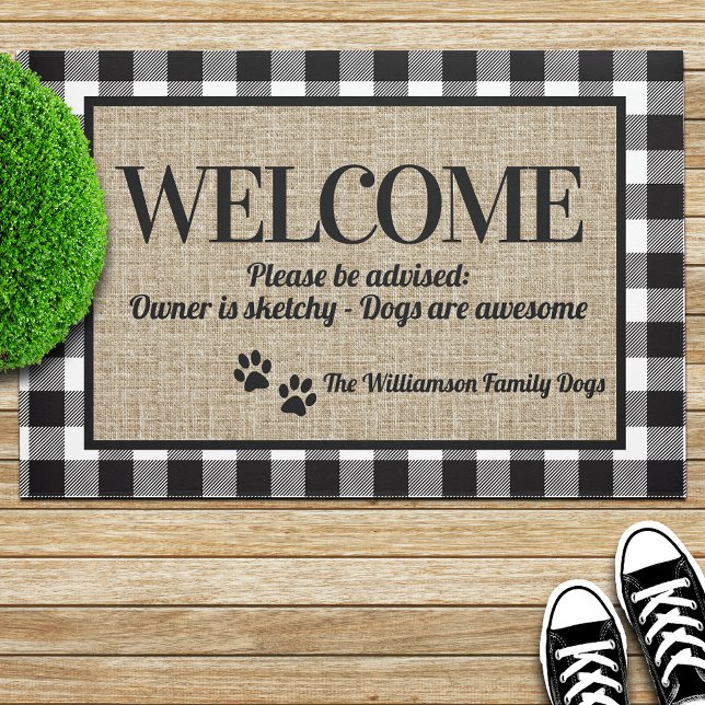 Whimsical Dog Lovers Personalized Welcome Doormat (Creator Uploaded)