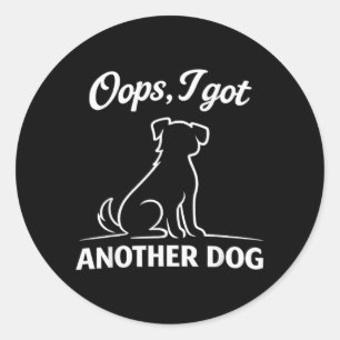Whimsical Dog Mum and Funny Puppy Rescue Animal Classic Round Sticker
