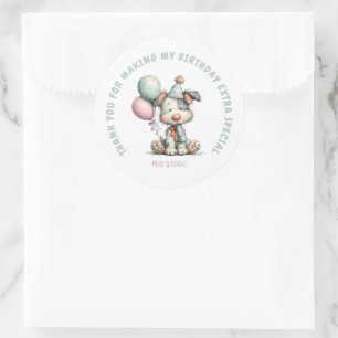 Whimsical Dog Watercolor Birthday Classic Round Sticker