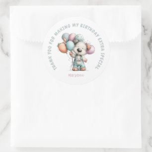 Whimsical Dog Watercolor Birthday Classic Round Sticker