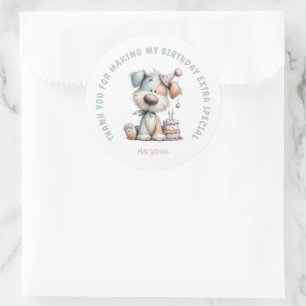Whimsical Dog Watercolor Birthday Classic Round Sticker