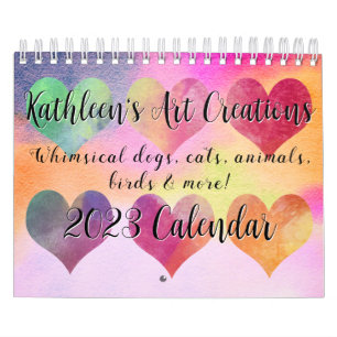 Whimsical Dogs, Cats, Animals, Birdie Small Calendar