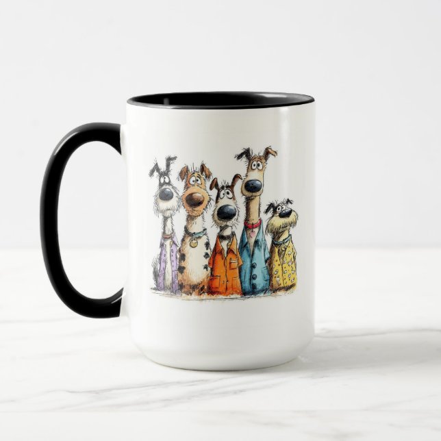 Whimsical dogs mug (Left)