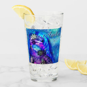 Whimsical Dolphin Blue Teal Coastal Nautical Glass