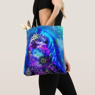 Whimsical Dolphin Blue Teal Coastal Nautical Tote Bag