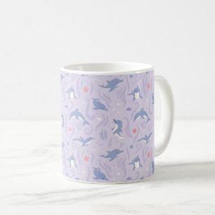 Whimsical Dolphin Pattern in Purple and Pink Coffee Mug