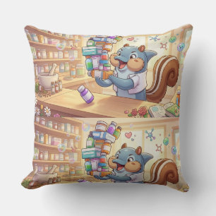 Whimsical Dolphin Squirrel Apothecary Cushion