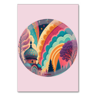 Whimsical Dome on Blush Table Card – Customisable