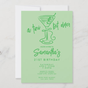 Whimsical Doodle A Tini Bit Older 21st Birthday Invitation