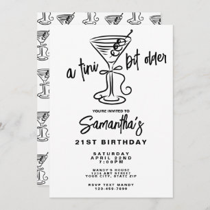 Whimsical Doodle A Tini Bit Older 21st Birthday Invitation