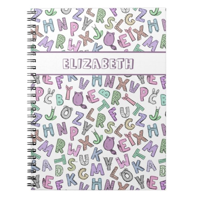 Whimsical doodle alphabet letters notebook (Front)