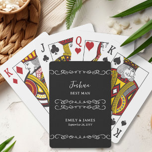 Whimsical Doodle Any Colour Groomsman Wedding Playing Cards