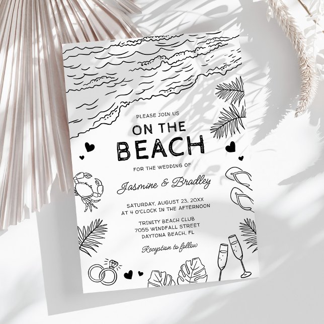 Whimsical Doodle Beach Wedding Invitation (Creator Uploaded)