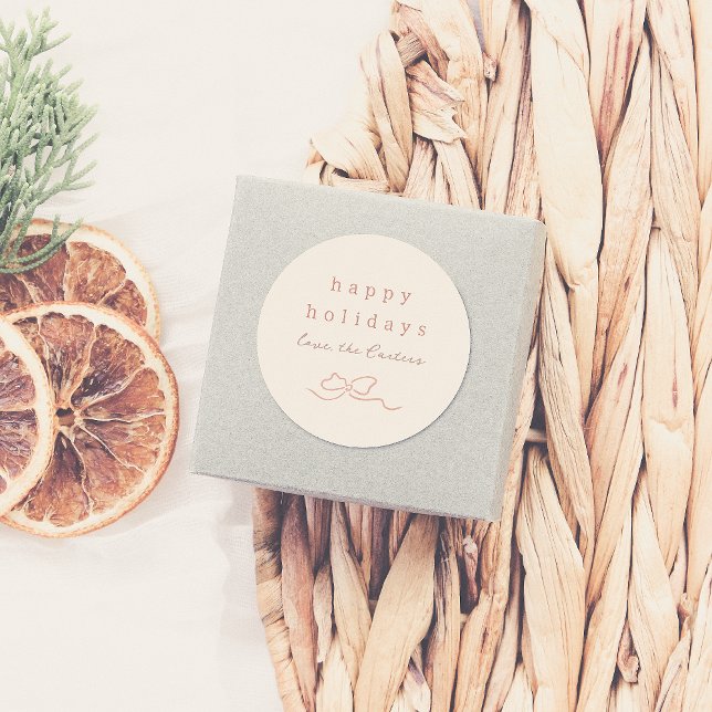 Whimsical Doodle Christmas Bow Classic Round Sticker (Creator Uploaded)