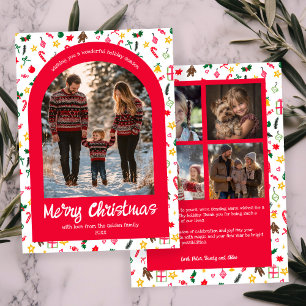 Whimsical Doodle Christmas Custom Arch 5 Photo  Holiday Card