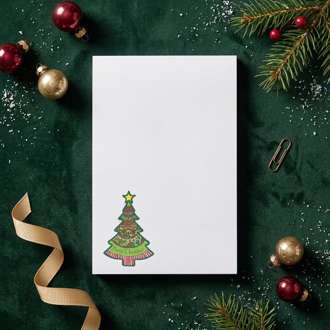 Whimsical Doodle Christmas Tree Holiday Teacher Post-it Notes (Creator Uploaded)