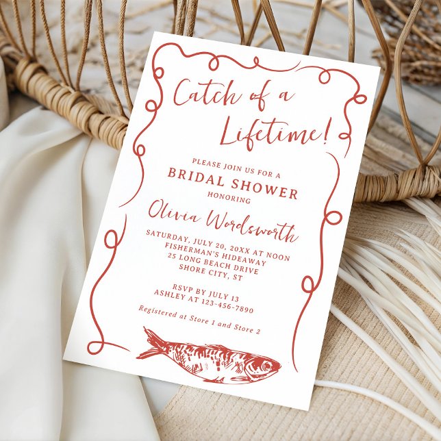 Whimsical Doodle Coastal Sardine Bridal Shower Invitation (Creator Uploaded)