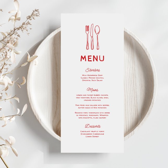 Whimsical Doodle Cutlery Wedding Menu (Creator Uploaded)