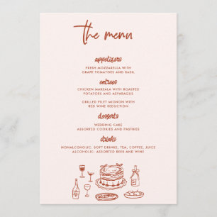Whimsical Doodle Food Drawing Wedding Menu