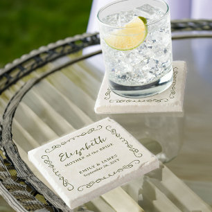 Whimsical Doodle Frame Any Colour Wedding Gift Stone Coaster