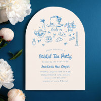 Whimsical Doodle Hand Drawn Bridal Tea Party