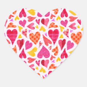 Whimsical Doodle Hearts with Patterns and Texture Heart Sticker