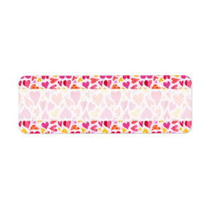 Whimsical Doodle Hearts with Patterns and Texture Return Address Label